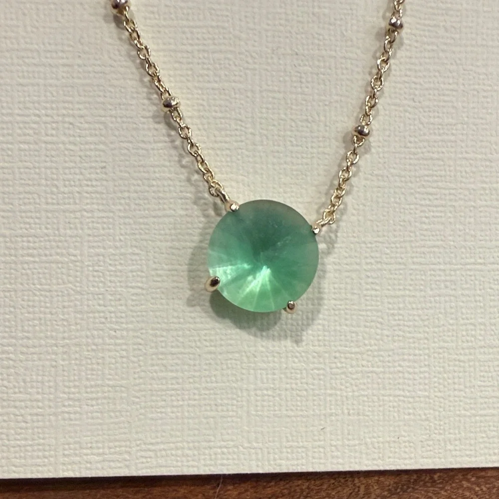 Kendra Scott Gold Necklace with Green Pendant- new